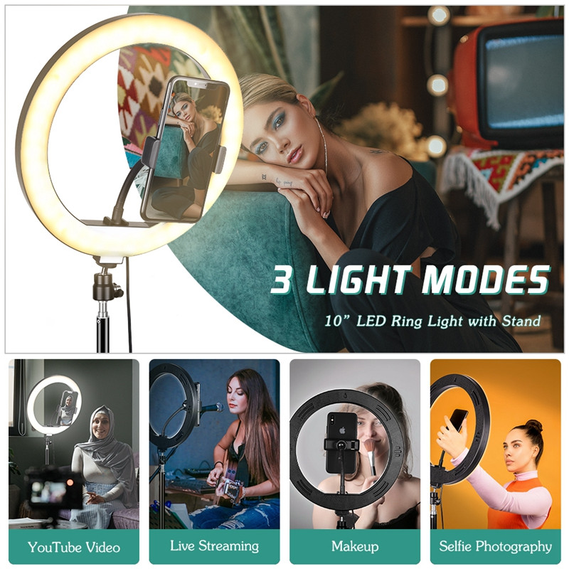 10 inch Selfie Ring Fotografie Inel Lampă Iluminare cu trepied LED Inel Lumină pentru Smartphone Youtube Machiaj Video Studio