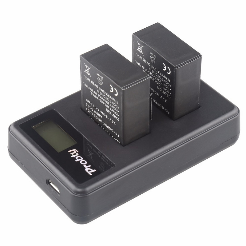 PROBTY HERO3 HERO4 HERO5 Punjač baterija LCD kamera dvostruki punjač za gopro hero3 hero4 hero5