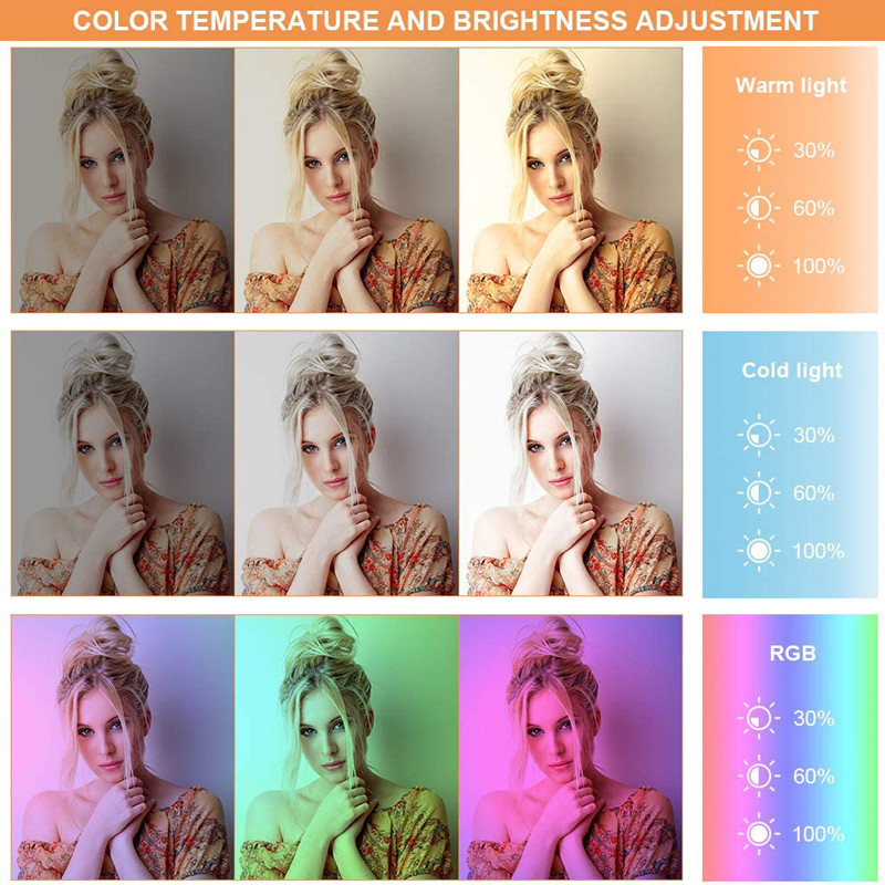 10 colių žiedinė lempa RGB spalvinga 26 cm LED žiedinė lemputė su telefono laikikliu ir nuotolinio valdymo pulteliu, skirta trumpam vaizdo įrašui tiesiogiai YouTube Tiktok