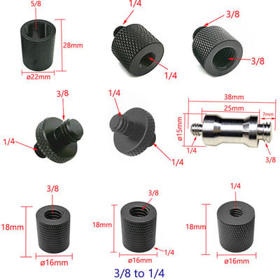 1/4" līdz 3/8" 5/8" līdz 1/4" vītņots vītnes stiprinājuma adapteris Statīva plāksne Skrūvējamā plāksne Skrūvējams stiprinājums spoguļkamerai