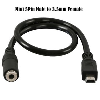 DC3,5mm Θηλυκό σε Mini USB 5P Αρσενικό & Micro USB 5P Ακουστικό μικροφώνου αρσενικού συνδεδεμένο με καλώδιο ήχου κινητού τηλεφώνου 0,3m