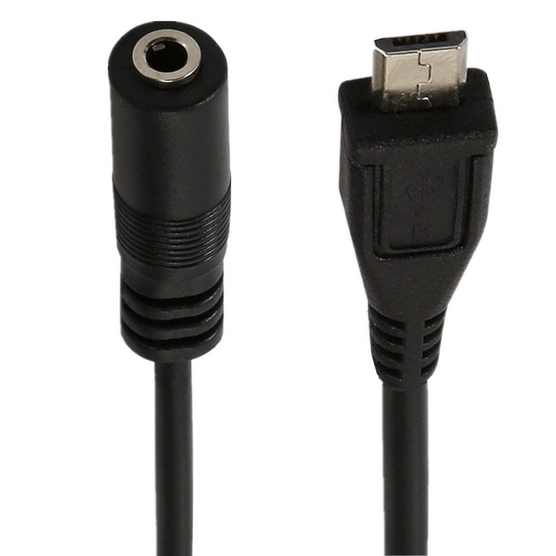 Kábel DC 3,5 mm samica - Mini USB 5P samec a Micro USB 5P samec pre mikrofónne slúchadlá a audio pripojenie k mobilnému telefónu, 0,3 m