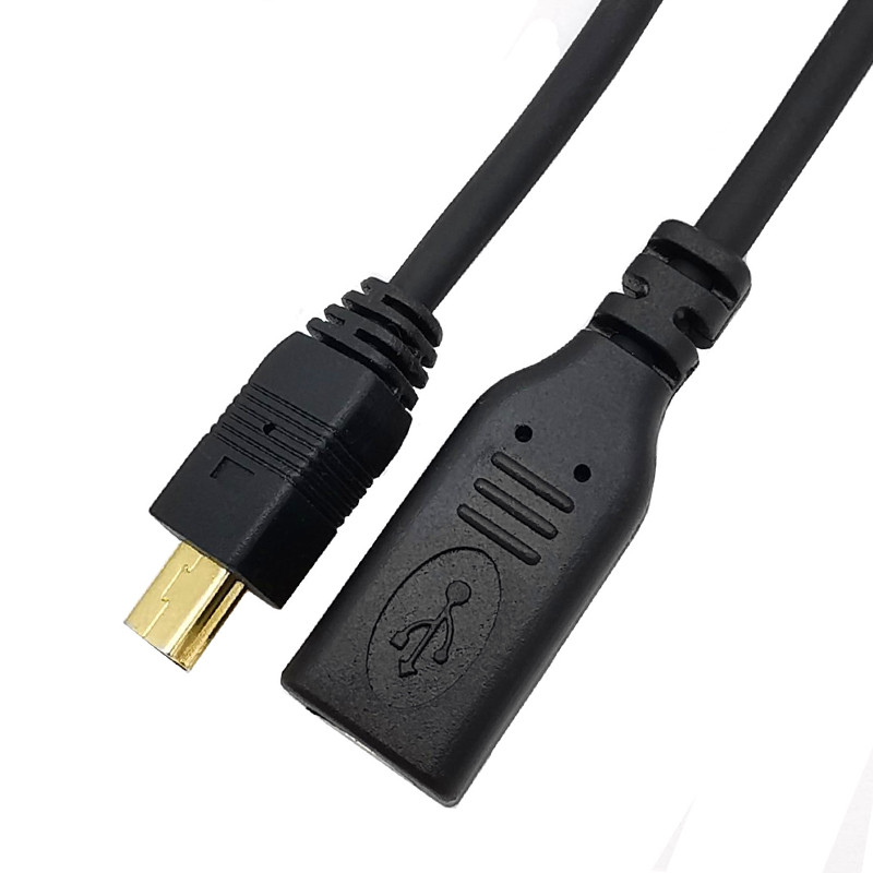 Pozlaćeni 3A USB-C Tip C na Mini USB 5PIN Ravno GORE Dolje Lijevo Desno 90 stupnjeva ženski na muški kabel 0,25 m