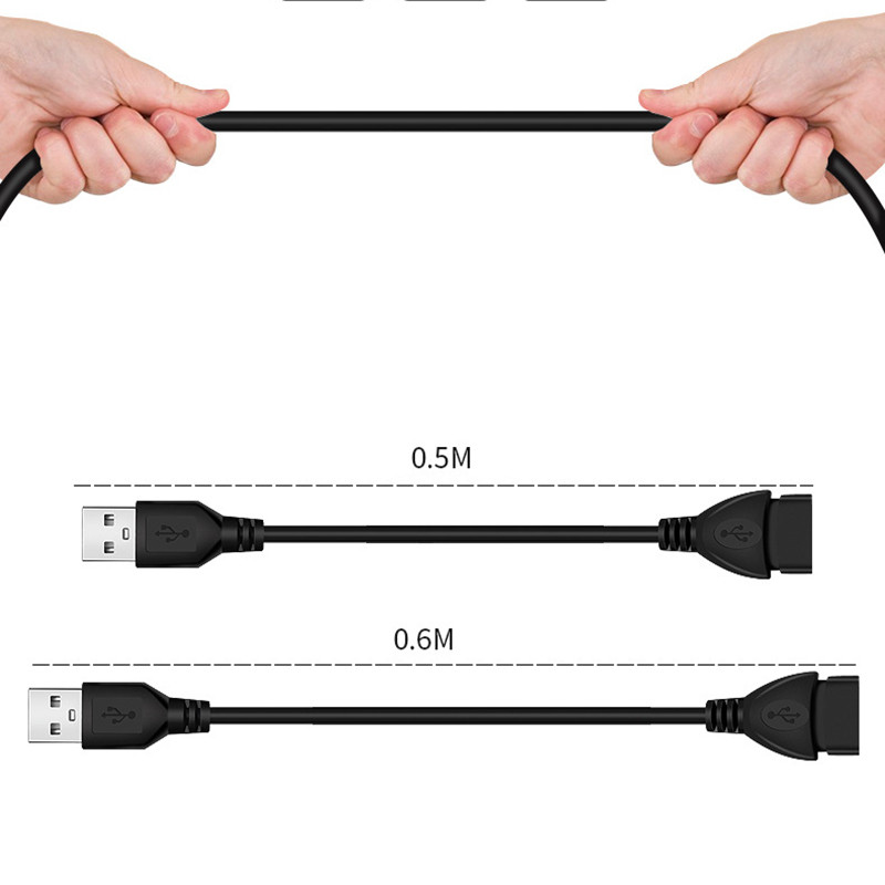 0.6/1/1.5M USB 2.0 kabelski produžni kabel Kabeli za prijenos podataka Super brzi produžni kabel za podatke za monitor projektor