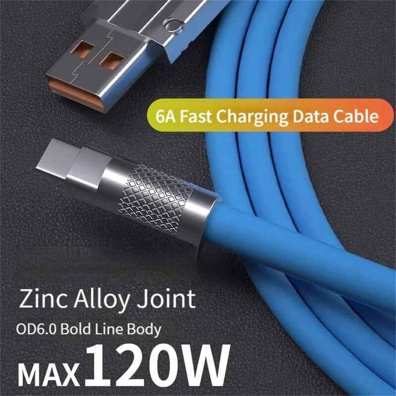 1m-2m 120w super brzi kabel za punjenje, metal, legura cinka, tekući silikon, mikro usb punjač, podatkovni kabel za Android