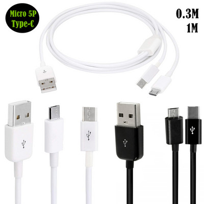 Мулти USB към USB C сплитер кабел 2 в 1 Кабел за дата за зареждане Micro USB Type-C мъжки щепсел за мобилен телефон Кабел за зареждане на таблет