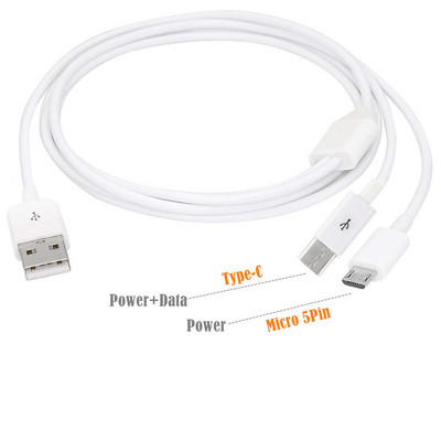 Multi USB–USB C osztókábel 2 az 1-ben töltési dátum kábel Micro USB Type-C dugós csatlakozó mobiltelefon táblagép töltőkábelhez