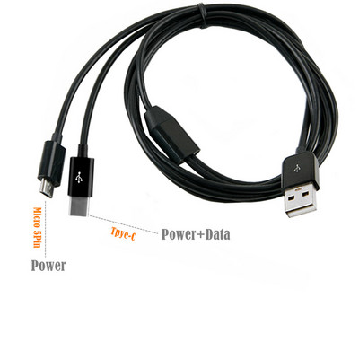 Multi USB–USB C osztókábel 2 az 1-ben töltési dátum kábel Micro USB Type-C dugós csatlakozó mobiltelefon táblagép töltőkábelhez