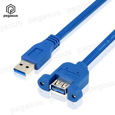 Cablu de prelungire USB 3.0 A mascul la mamă cu orificiu pentru șuruburi și urechi poate fi fixat la 0,3 m/0,5 m/1,8 m