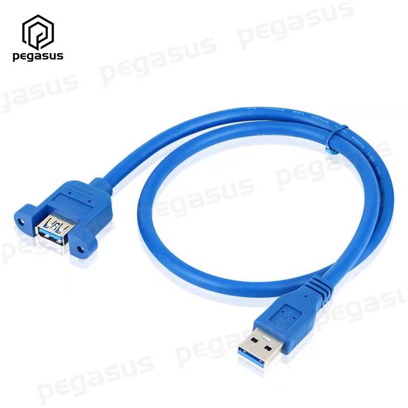 Cablu de prelungire USB 3.0 A mascul la mamă cu orificiu pentru șuruburi și urechi poate fi fixat la 0,3 m/0,5 m/1,8 m