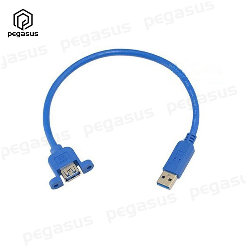 Cablu de prelungire USB 3.0 A mascul la mamă cu orificiu pentru șuruburi și urechi poate fi fixat la 0,3 m/0,5 m/1,8 m