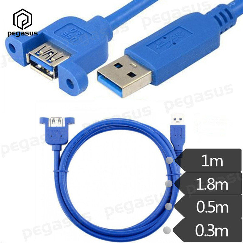Cablu de prelungire USB 3.0 A mascul la mamă cu orificiu pentru șuruburi și urechi poate fi fixat la 0,3 m/0,5 m/1,8 m