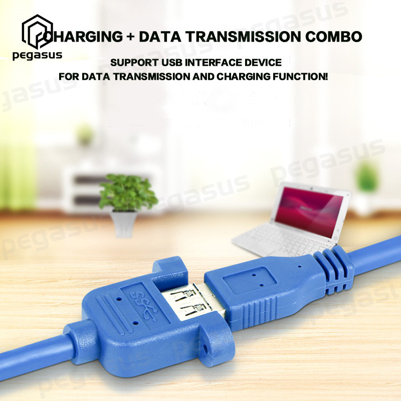 Cablu de prelungire USB 3.0 A mascul la mamă cu orificiu pentru șuruburi și urechi poate fi fixat la 0,3 m/0,5 m/1,8 m