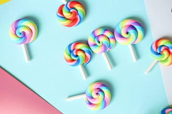 Mini Rainbow Lollipop Πολύχρωμη κρέμα Sugar INS Photography Props Photo Studio Αξεσουάρ DIY Decorations estudio fotografico