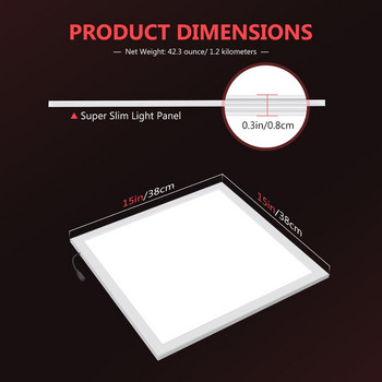 Neewer 15x15 инча/38x38cm LED светлинен панел за фото студио, преносима безсенчеста LED запълваща светлина със захранващ адаптер