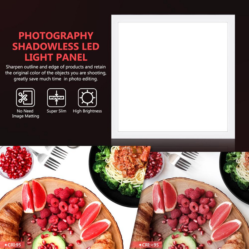 Neewer 15x15 inchi/38x38cm Panou de lumină LED pentru studio foto, lumină de umplere LED portabilă fără umbre cu adaptor de alimentare