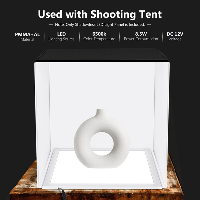 Neewer 15x15 inchi/38x38cm Panou de lumină LED pentru studio foto, lumină de umplere LED portabilă fără umbre cu adaptor de alimentare