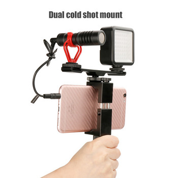 BFOLLOW Тройна скоба за монтаж на гореща обувка Selfie за камера Vlog Youtuber Светкавица запълваща светлина Mic Статив Cold Shoe Shoot Video Studio