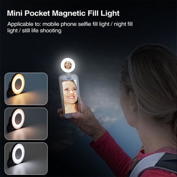 Магнитна лампа за селфи за мобилен телефон Led Ring Fill Light за Magsafe Iphone 12 13 14 11 10 Series Android Phone Light Акумулаторна