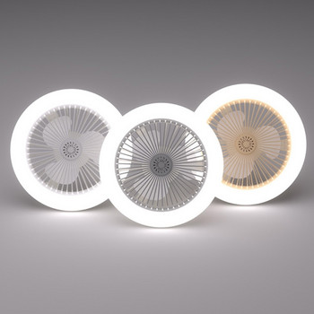 E27 LED таванна вентилаторна лампа 2-в-1 Дизайн 30W 3 предавки Електрически вентилатор с таблети Домашна лампа Вентилаторна лампа