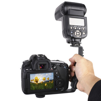 Αξεσουάρ κάμερας Στήριγμα φλας L με 2 βάσεις για Hot Shoe για Μικρόφωνο βιντεοκάμερας Dslr Canon/Nikon/Sony/Yongnuo/Flash Stand