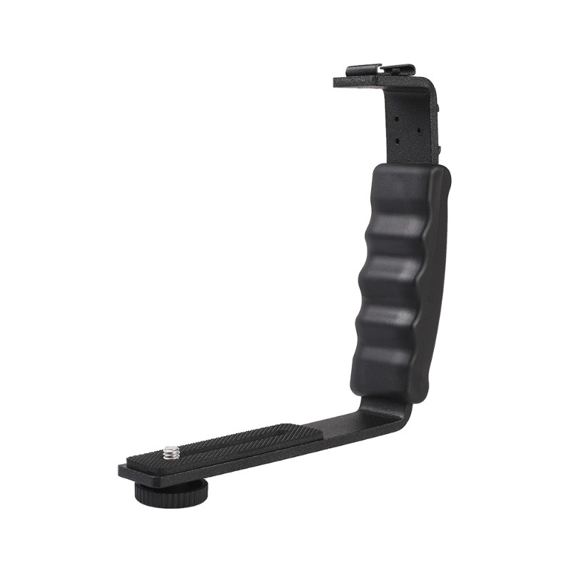 Kameras piederumi L zibspuldzes kronšteins ar 2 zibspuldzes stiprinājumiem videokameras mikrofonam Dslr Canon/Nikon/Sony/Yongnuo/zibspuldzes statīvs