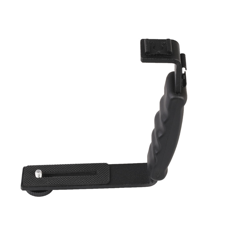 Kameras piederumi L zibspuldzes kronšteins ar 2 zibspuldzes stiprinājumiem videokameras mikrofonam Dslr Canon/Nikon/Sony/Yongnuo/zibspuldzes statīvs