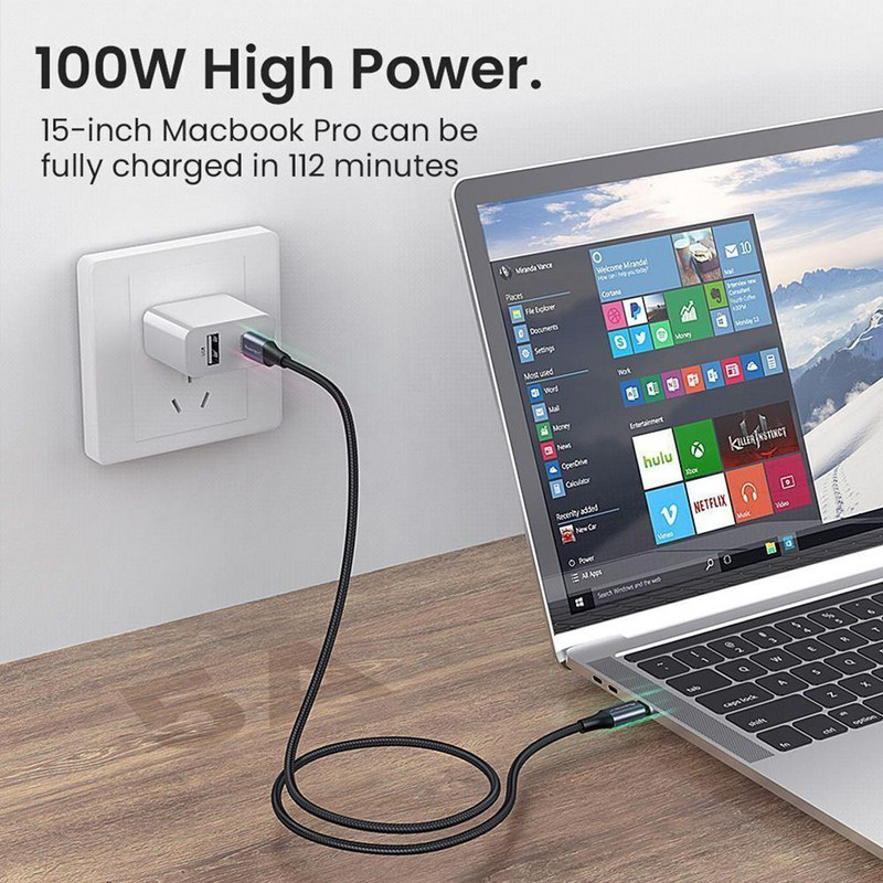 0,5/1/2 m USB tip C pod pravim kutom PD 100 W brzo punjenje za MacBook iPad Samsung Huawei brzo punjenje tipa C Date Wire