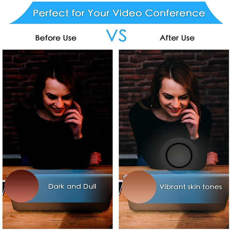 Rasvjeta za video konferencije, 6" stolno prstenasto svjetlo s kopčom za monitor računala, daljinski rad, prijenos uživo, web kamera s 3 načina svjetla