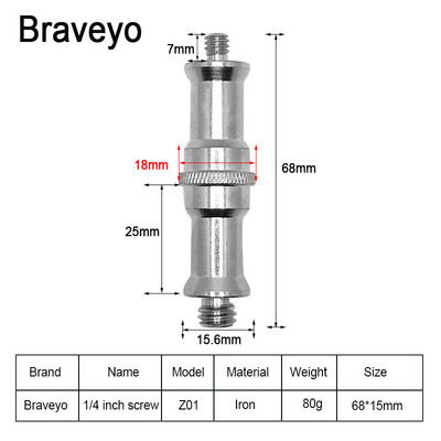 1/4 3/8 collu pārveidošanas skrūves garās tapas ligzda Rotējoša pārnesuma metāla skrūve statīva fotografēšanas piederumi DSLR kamerai