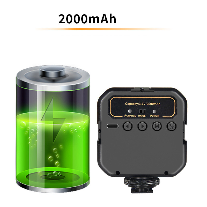 Mini LED-es videotöltő lámpa hidegpapuccsal 2000 mAh stúdió fényképező lámpa 3200-5600K szelfi fotózás fényképezőgépen