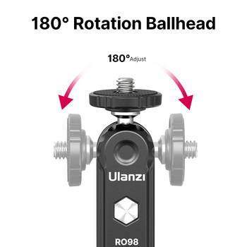 Ulanzi R098 360° Διπλές κεφαλές μπάλας με βάση για κρύο παπούτσι για κάμερα DSLR με βίδα 1/4\'\' για μόνιτορ για φωτισμό μικροφώνου βίντεο
