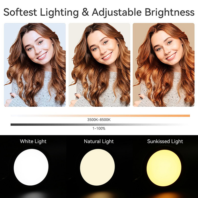 Komplet rasvjete za videokonferencije Led prstenasta svjetla koja se mogu prigušiti Pričvrstite monitor za prijenosno računalo za rad Zoom Self Live YouTube Video TikTok