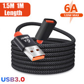 USB 3.0 prailginimo kabelis nuo lizdo iki vyriško ilgintuvo laidas 6A didelės spartos perdavimo duomenų kabelis, skirtas kompiuterio fotoaparatui TV kabelis 1,5/1 m