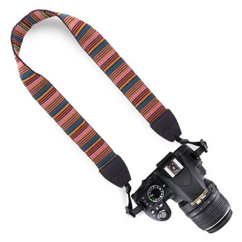 Ζώνη ώμου SLR Vintage Stripes με μαλακές ιμάντες για λαιμό για φωτογραφικές μηχανές Canon Sony DSLR Photo Studio