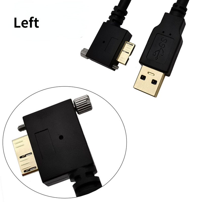 90 stupnjeva, desno, lijevo, gore, dolje pod kutom, Micro B USB 3.0 pričvrsni vijak za pričvršćivanje na USB3.0 A muški podatkovni kabel za Nikon Balser、Dalsa
