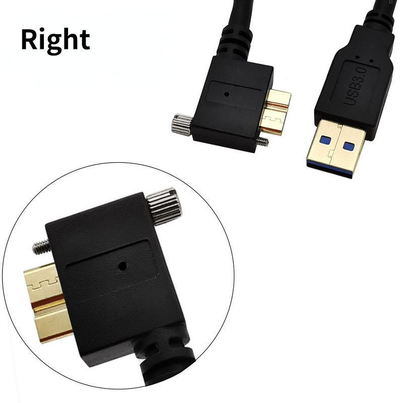 90 stupnjeva, desno, lijevo, gore, dolje pod kutom, Micro B USB 3.0 pričvrsni vijak za pričvršćivanje na USB3.0 A muški podatkovni kabel za Nikon Balser、Dalsa