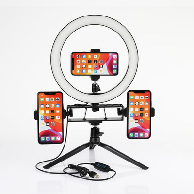 10" 6" LED пръстеновидна светлина Димируема RingLight камера Щипка за мобилен телефон Настолна лампа Маса за селфи статив за грим Youtube видео на живо