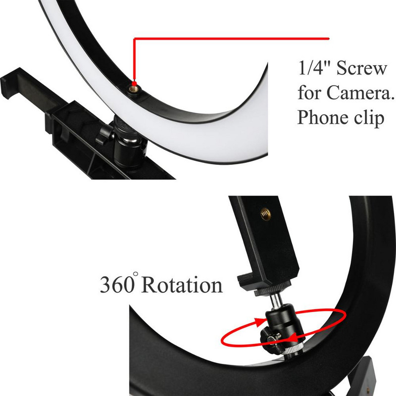 10" 6" LED prstenasto svjetlo RingLight s mogućnošću prigušivanja Kamera Mobilni telefon Stezaljka Stolna lampa Stolni stativ za selfie za šminku Youtube Video uživo