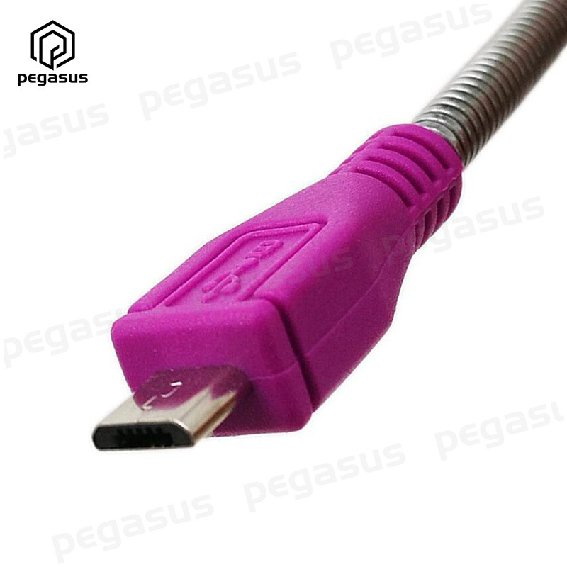 USB 2.0 Micro dugós csatlakozó mikro aljzat csatlakozóval, rugalmas fém állványkábel 15 cm
