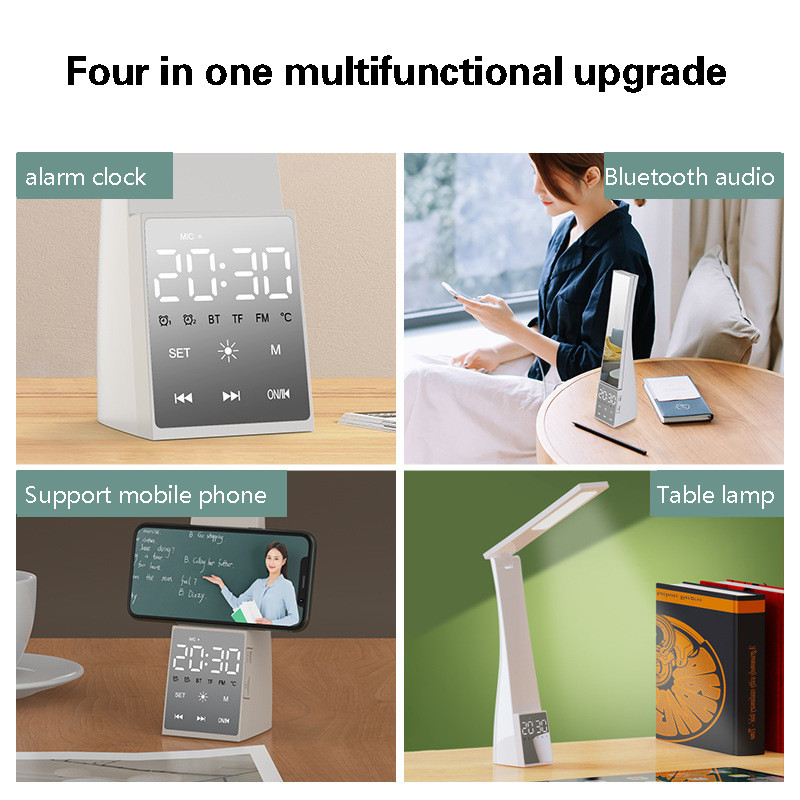 Višenamjensko svjetlo za čitanje bez treperenja 42 LED punjiva noćna svjetiljka s mogućnošću prigušivanja sa zvučnikom i satom 3 temperature boje SP99