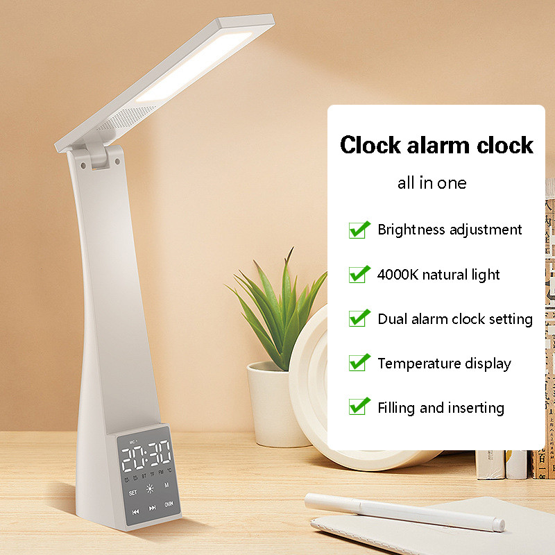 Višenamjensko svjetlo za čitanje bez treperenja 42 LED punjiva noćna svjetiljka s mogućnošću prigušivanja sa zvučnikom i satom 3 temperature boje SP99