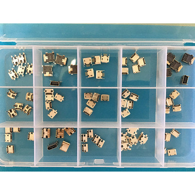 75/100/120/150/240db készlet Több specifikáció Micro USB csatlakozó tűs töltő aljzat SMT aljzat