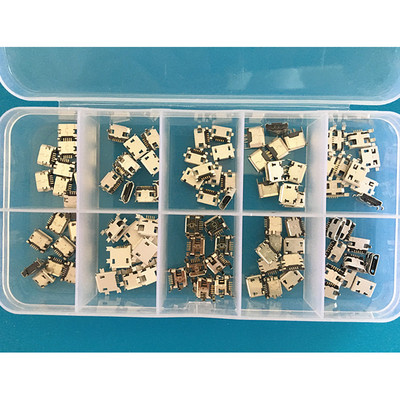 75/100/120/150/240db készlet Több specifikáció Micro USB csatlakozó tűs töltő aljzat SMT aljzat