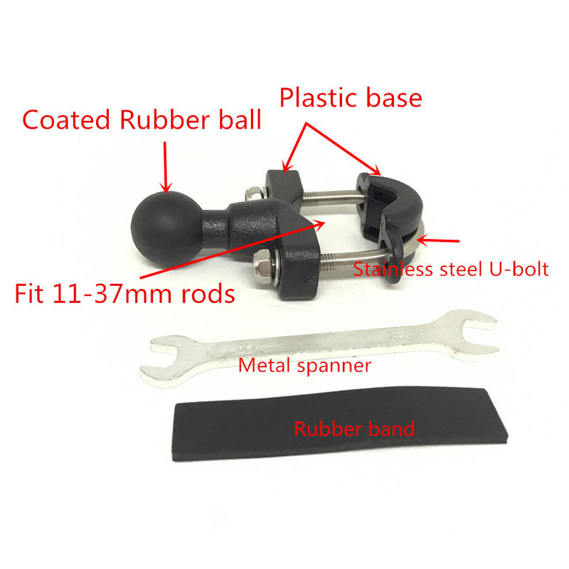 Mootorratta kinnitusalus koos lenkstangi hoidiku adapteriga 1-tollise kummipeaga kahe pistikupesa käepidemega Gopro peegelkaamera mobiiltelefonidele