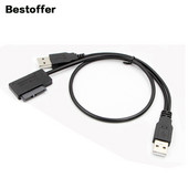 20CM dvojitý USB 2.0 A na SATA 7+6 13pinový adaptérový kábel s ovládačom CD, DVD, ROM