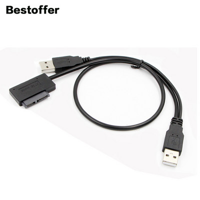 20CM dvojitý USB 2.0 A na SATA 7+6 13pinový adaptérový kábel s ovládačom CD, DVD, ROM