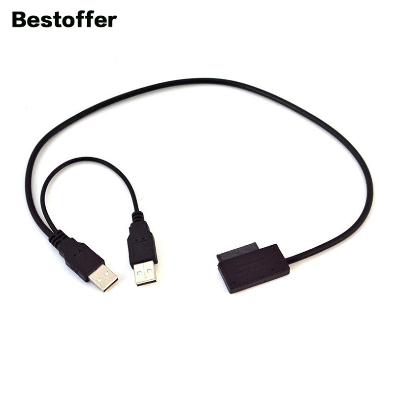 20CM dvojitý USB 2.0 A na SATA 7+6 13pinový adaptérový kábel s ovládačom CD, DVD, ROM