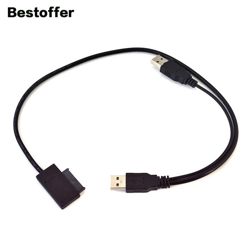 20CM dvojitý USB 2.0 A na SATA 7+6 13pinový adaptérový kábel s ovládačom CD, DVD, ROM