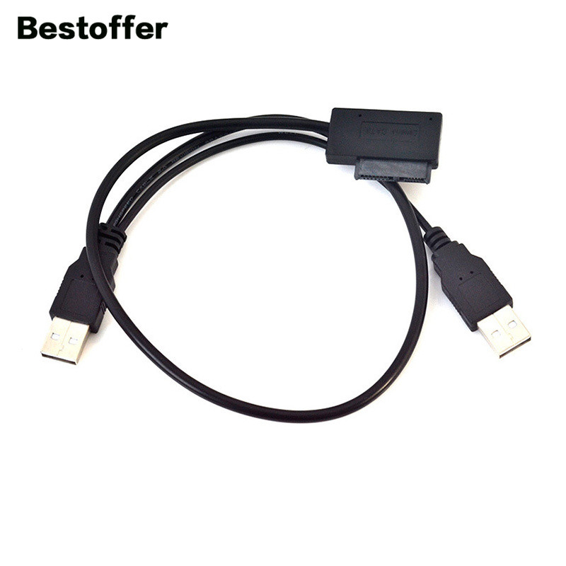 20CM dvojitý USB 2.0 A na SATA 7+6 13pinový adaptérový kábel s ovládačom CD, DVD, ROM